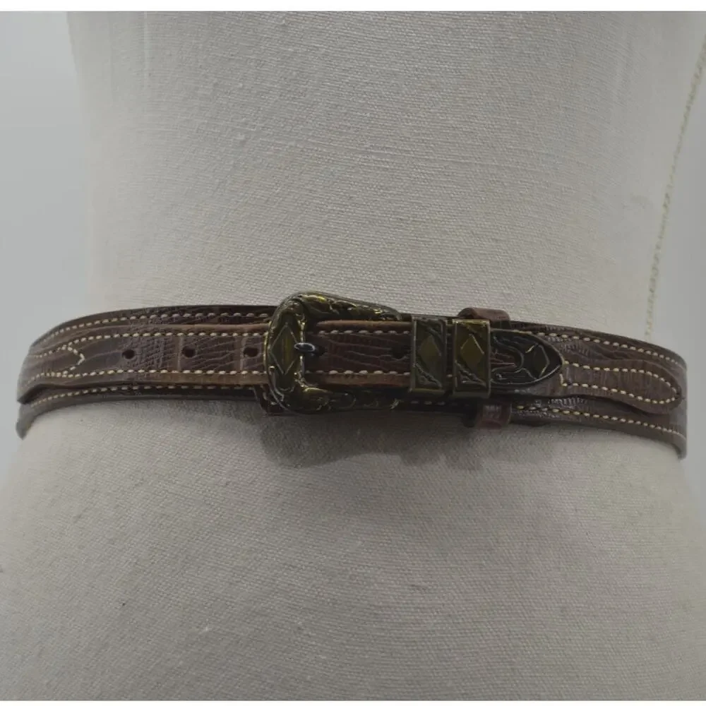 TexTan Women's Western Cowgirl Brown Leather Belt Boho Sz 28 - Picture 12 of 14